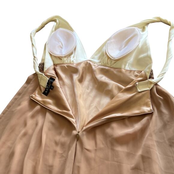 ABS Allen Schwartz Size 4 Satin & Chiffon Special Occasion Dress Beaded Party - Picture 9 of 15